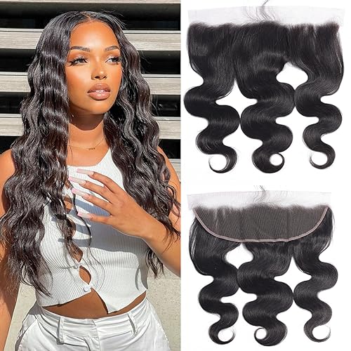 RESACA 24 Inch Body Wave HD Lace Frontal Human Hair 13x4 Transparent Swiss Lace Front 150 Density Ear To Ear for Women 100% Unprocessed Brazilian Virgin Human Hair (Nature Black Color)