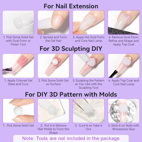Makartt 4-in-1 White Solid Builder Gel - Non-Sticky 3D Nail Art & Extension Gel