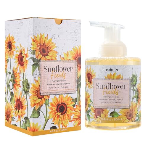 ROMIIE ZOI Foaming Hand Soap ? Sunflower Fields ? 500ml / 16.8 FL OZ - Autumn Floral Soap for Women, Thoughtful Gift for Fall Occasions