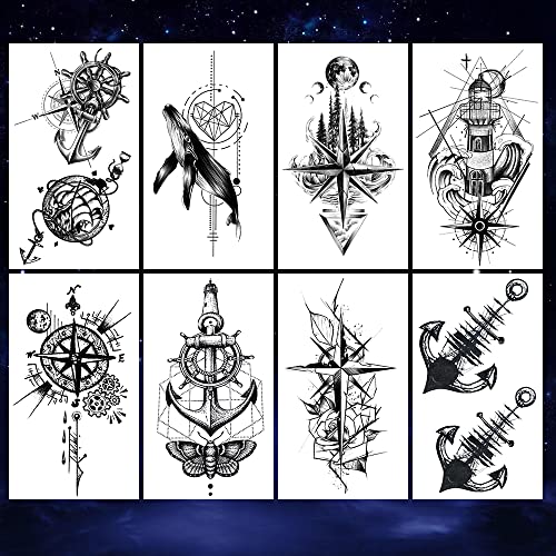 Waterproof Temporary Tattoos Stickers - 8 Sheets, Cute Designs