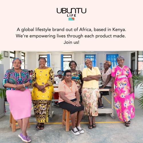 Ubuntu Life Kuba Pouch ? Makeup & Toiletry Bag for Women Made with Natural Cotton Canvas, Stylish Cosmetic Bag with Kuba African Print (Black & Eggshell, Large)