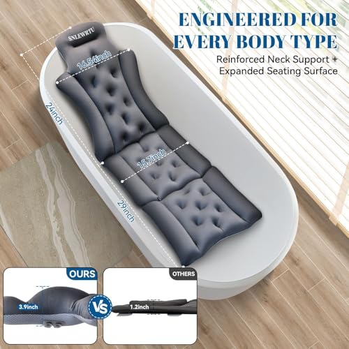 Full Body Bath Pillow with 160 Suction Cups - Ergonomic Bathtub Cushion
