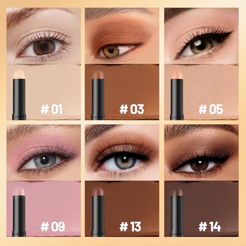 Noerrors 6-Piece Dual-Ended Eyeshadow Stick Set, Waterproof Matte