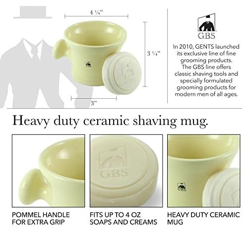 G.B.S Men's Grooming Kit - 5 Blade Ivory Razor, Ceramic Mug, Glycerin Soap, Shaving Brush, Stand Ultimate Includes 1 Blade