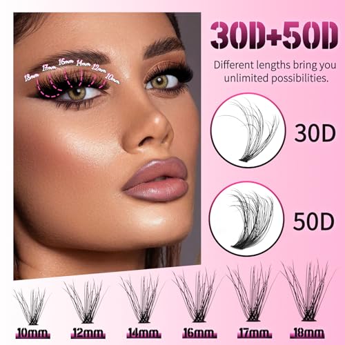 Veleasha Lash Clusters 268PCS Individual Lashes Wispy Brown Clusters Lashes Bottom Lashes Natural Spike D Curl Eyelash Clusters Fluffy Pestañas DIY Eyelash Extensions for Beginner Easy(Hot Style MIX)