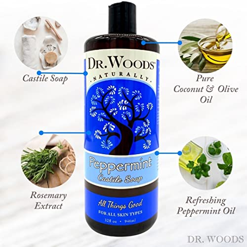 Dr. Woods Pure Peppermint Liquid Castile Soap, 16 Ounce