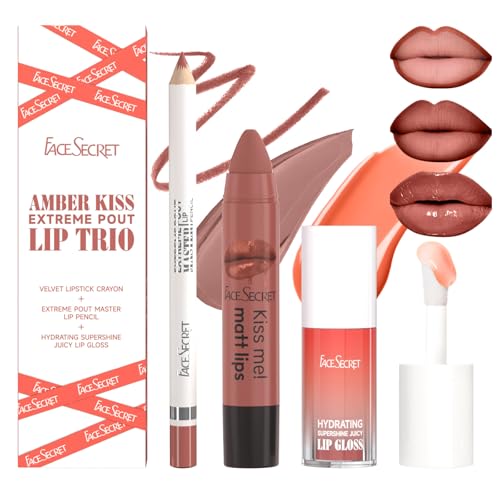 AOJUIGO Lip Liner & Lipstick Set - Velvet Matte & Gloss Finish