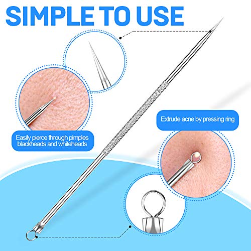 Silver Pimple Extractor Acne Removal Tool 2-in-1 Face Nose Blackhead Popper