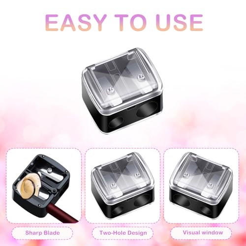 Dual Hole Cosmetic Pencil Sharpener 4-Pack for Eyeliner & Lip Liner