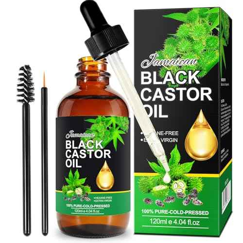 Jamaican Black Castor Oil 4Fl Oz, Organic Cold Pressed Unrefined Castor Oils for Hair Growth & Skin Care, Nourish Eyelashes and Eyebrows - Glass Bottle