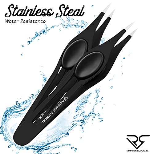 Professional Stainless Steel Eyebrow Tweezers Set - Slant & Pointed Tips for Facial Hair Removal