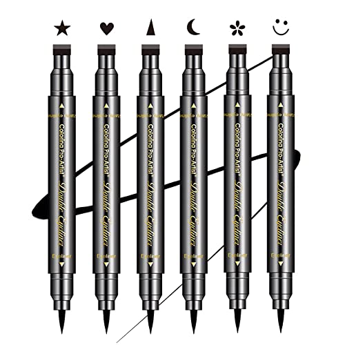 6 Pcs Double-Headed Eyeliner Stamp Set - Waterproof Liquid Liner
