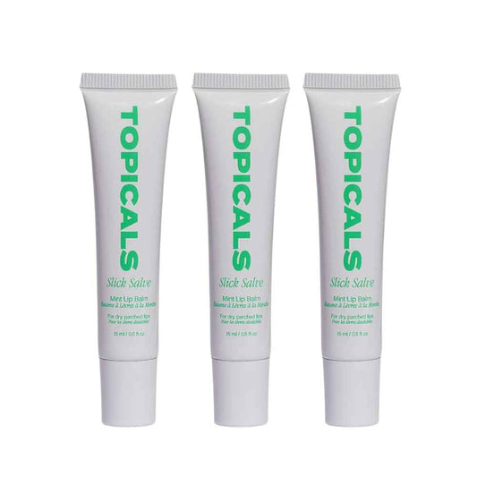 Topicals Slick Salve Mint Glossy Lip Balm | Soothes Discomfort, Strengthens Barrier & Provides Lasting Hydration & Relief | Vegan, Paraben-Free Formula w/Hyaluronic Acid (3 Pack, 0.5 Fl Oz Each)