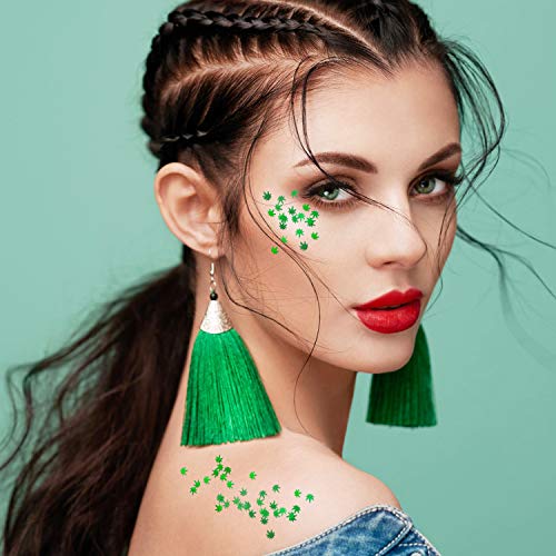 20 Grams Weed Leaf Glitter Festival Pot Leaves Nail Body Art Decoration for DIY Festival Makeup Accessories (Green)