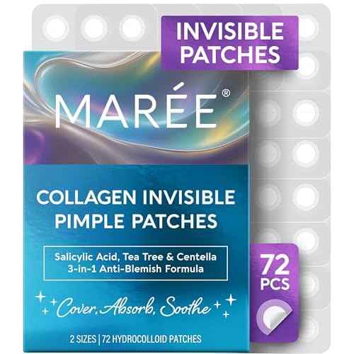 MAREE Invisible Pimple Patches - Clear Pimple Patches for Face - Hydrocolloid Acne Patches Anti Blemish - Zit Stickers for Face - Parches Para Acne - Pinple Zit Patches Pimple Stickers - 72 Dots