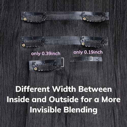 IDN BEAUTY Seamless Clip In Hair Extensions Human Hair, Straight 14 Inch 110g 7pcs Natural Black Real Virgin Human Hair Seamless Clip Ins For Black Women PU Weft Invisible Edge