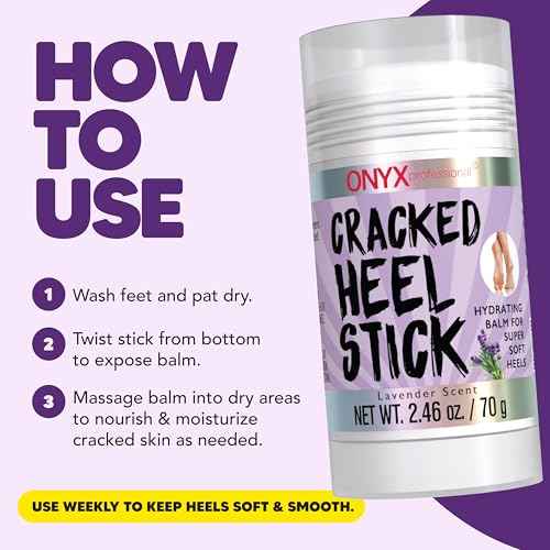 Onyx Professional Cracked Heel Repair Balm Stick, Lavender Scent, 1 Pack - Dry Heels Dry Cracked Feet Treatment, Moisturizing Heel Balm Rolls On, No Mess Like Foot Cream or Foot Lotion