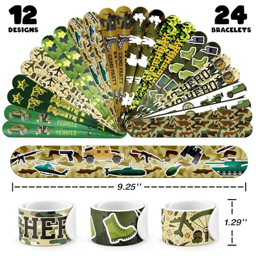 Army Party Favors Set - 36 Tattoos & 24 Slap Bracelets