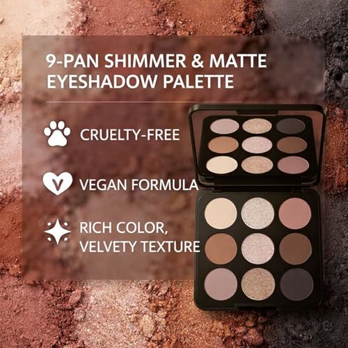 9-Color Nude Eyeshadow Palette with Mirror – Long-Lasting Waterproof
