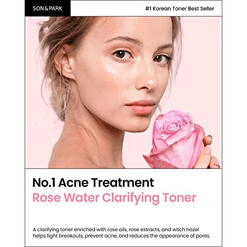 SON&PARK Beauty Water 2 Pack Set 340ml (11.49 fl. oz) | Rose Water Toner with Witch Hazel | Acne Treatment for Acne Prone Skin | Hydrating Exfoliating Daily Facial Cleanser | Korean Skin Care for Face