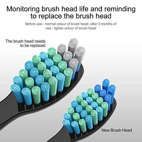 10pc Toothbrush Heads Compatible with Fairywill D7/D8/FW507/508, 551/917/959/D1/D3 (Black)