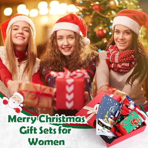 30 Pieces Christmas Gift Bulk for Women Merry Christmas Makeup Bags and Xmas Pendant Ornament Keychains Santa Socks Plaid Cosmetics Bag Snowman Goodie Bags Xmas Gnome Socks