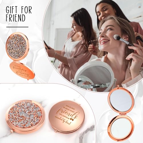 Geelin 6 Pcs Galentines Friendsgiving Gifts for Women Compact Mirror Bulk Rose Gold Pocket Mirror for Women BFF Sister Mom Wife Daughter Niece Grandma Friendship Birthday Gifts