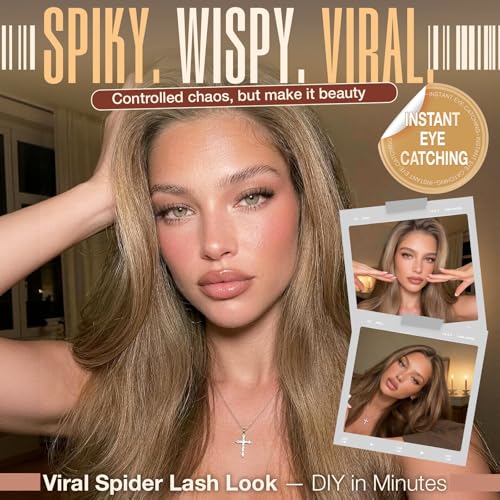 Yawamica Spider Lash Clusters DIY Eyelash Extensions 10-16mm (Spider Glam-10-16mm) DD Curl, Clear Band