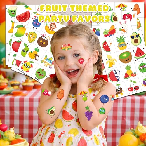96 Pcs Fruit Temporary Tattoos for Kids - Summer Party Favors