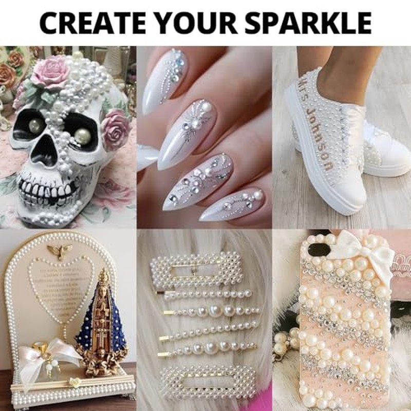 16500 Pcs Flat Back White Pearls Beads for Crafting - Mixed Sizes