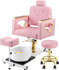 Pink Pedicure Chair with Foot Spa | No Plumbing