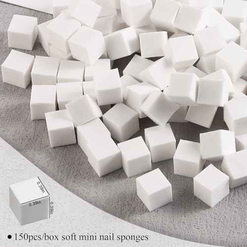 150Pcs Soft Nail Sponges for Ombre Mini Nail Art Sponges With Grabbing Pen Aura Nail Gradient Brush for Gel Nail Polish Sponge With 50pcs Disposable Gel Polish Palette Paper