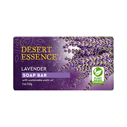 Desert Essence Lavender Soap Bar - 5 Oz - Promotes Cell Regeneration - Refreshing Rich Scent - Tea Tree Oil - Aloe Vera - Jojoba & Palm Oil - Cleanses & Soothes Skin