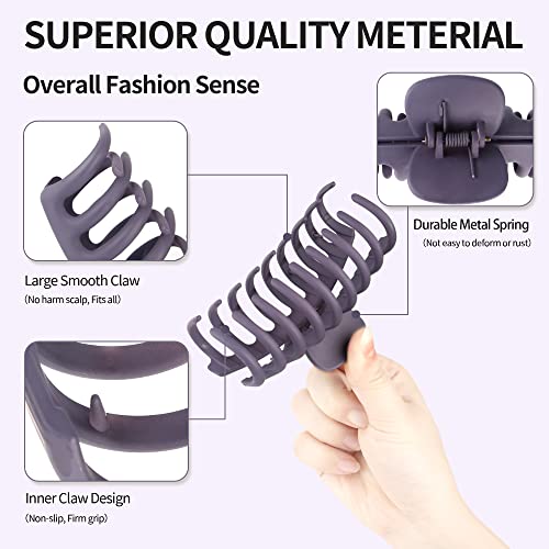 Large Matte Non-Slip Hair Claw Clips - 8 Pack for Thick Hair, Colorful & Durable