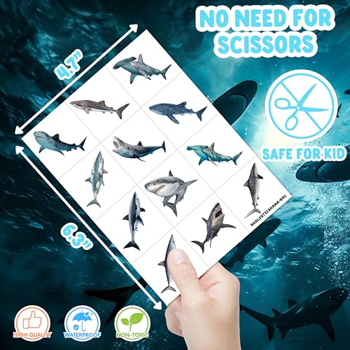 Generic 118 PCS Shark Tattoos Tattoo Temporary Stickers for Boys Kids Adults Themed Birthday Party Favors Decorations Supplies Favors Decor Theme School Prizes Rewards
