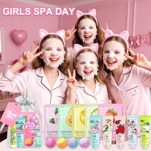55PCS Spa Skincare Set for Kids,Spa Party Favors Supplies For Teens 10-12, Easter Basket Stuffers, Small Gifts, Galentines Gifts,Bulk Gift For Girls Ages 8-12