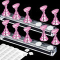 Magnetic Nail Art Practice Stands with Acrylic Tips & Reusable Adhesive Putty