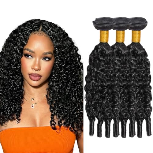 #1B Burmese Curly Human Hair Bundles 12-16 Inch