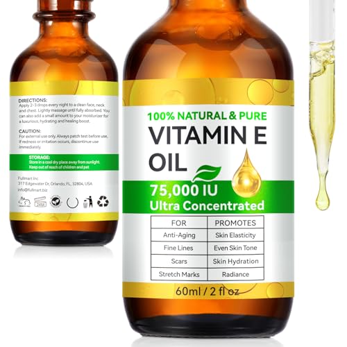 Organic Vitamin E Oil 75,000 IU - Moisturizing Skin & Hair Care