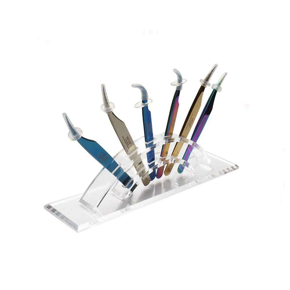 esowemsn 1PC 6 Holes Acrylic Tweezers Stand Holder Eyelash Extension Storage Rack Eyelash Tweezer Collecting Displaying Shelf Eyelashes Extension Supplies Accessories