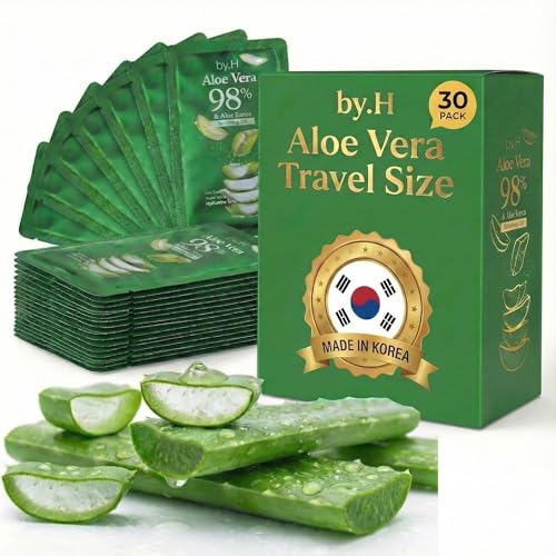 by.H Aloe Vera Gel 30 Travel Packets - TSA-Friendly Organic Soothing Gel