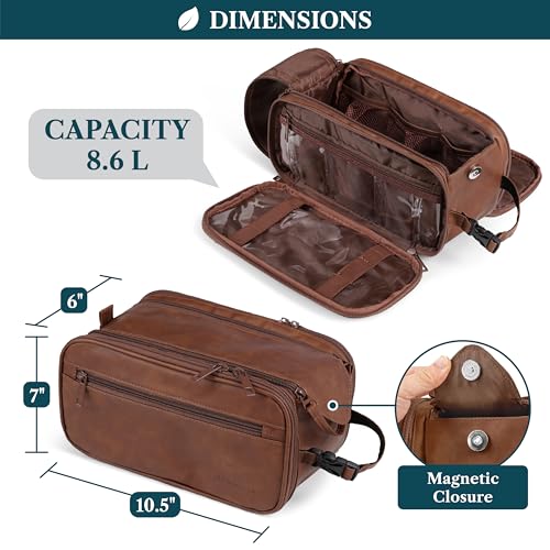 PAVILIA Large Toiletry Bag for Men - Water Resistant Travel Dopp Kit