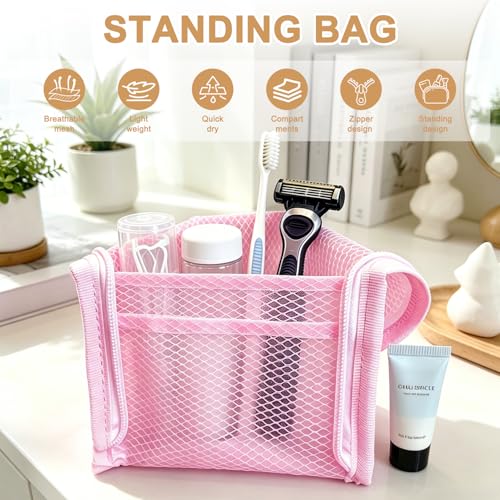 Standing Toiletry Bag with Hooks - Waterproof Travel Organizer