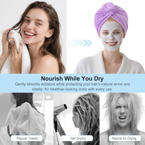 Pink Microfiber Hair Drying Towel Wrap - Soft, Absorbent Turban for Wet Hair, AGKXHDEC