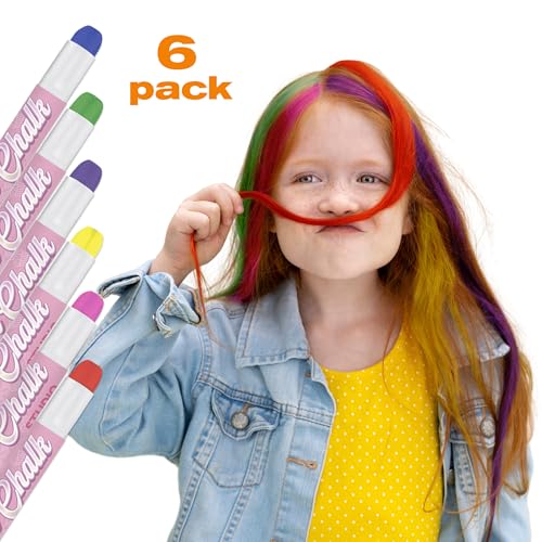Hair Chalk Pens - 6 Washable Temporary Colours for Kids