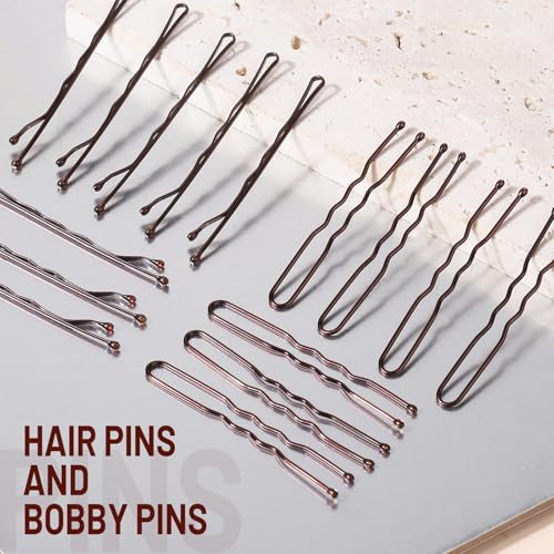 Brown Hair Bobby Pins Set - 100 Pieces for Women, U-Shaped & Bun Pins, 2 Inch
