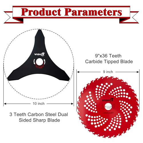 Carbide & Carbon Steel Weed Eater Blades with Universal Adapters