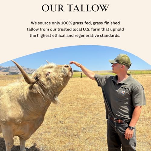 Handmade Tallow & Honey Skin Balm | 100% Grass-Fed Grass-Finished Tallow + Raw Wild Honey | All Purpose Whole Body & Face Moisturizer For Sensitive Skin, 2 fl. oz. (Unscented)