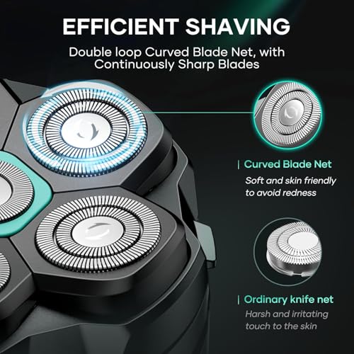 6D Head Shaver Replacement Blades Magnetic Floating Razor Heads, Christmas Gift Wet & Dry Compatible, Precision Shaving, Waterproof & Skin-Friendly, Easy Blade Replacement for 6D Electric Shaver