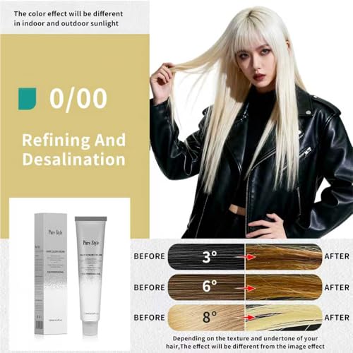 YSNSTYLE PureStyle 3.4 fl oz Hair Color Diluter Cream with Refining And Desalination (Variation 0/00), Ammonia-Low Permanent Hair Dye for At-Home Salon Quality Coloring